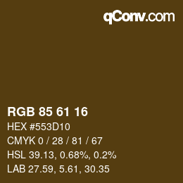 カラーコード: RGB 85 61 16 | qconv.com