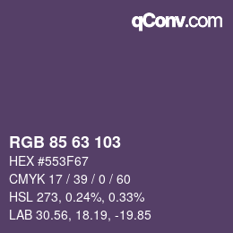 Color code: RGB 85 63 103 | qconv.com