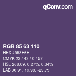 颜色代码: RGB 85 63 110 | qconv.com