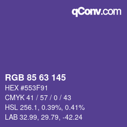 カラーコード: RGB 85 63 145 | qconv.com