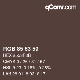 Code couleur: RGB 85 63 59 | qconv.com