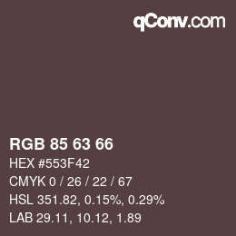 颜色代码: RGB 85 63 66 | qconv.com