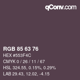 Color code: RGB 85 63 76 | qconv.com