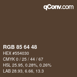 Código de color: RGB 85 64 48 | qconv.com