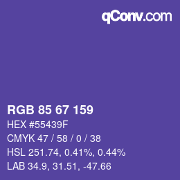 Código de color: RGB 85 67 159 | qconv.com