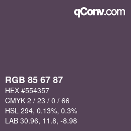 Farbcode: RGB 85 67 87 | qconv.com