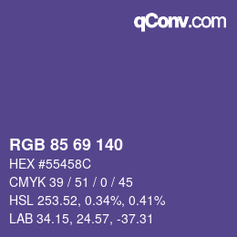 颜色代码: RGB 85 69 140 | qconv.com