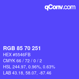 Color code: RGB 85 70 251 | qconv.com