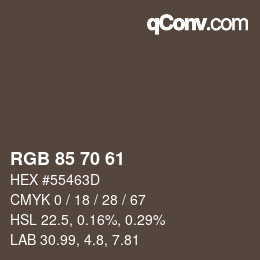 Código de color: RGB 85 70 61 | qconv.com