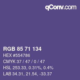 Code couleur: RGB 85 71 134 | qconv.com