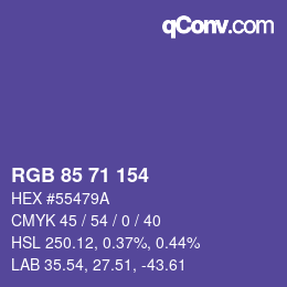 颜色代码: RGB 85 71 154 | qconv.com