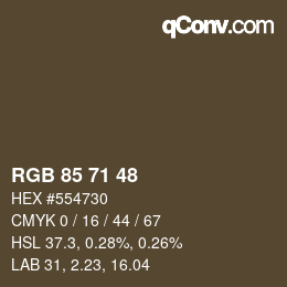 Farbcode: RGB 85 71 48 | qconv.com