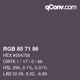 カラーコード: RGB 85 71 86 | qconv.com