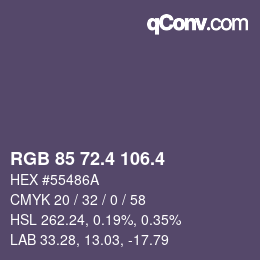 カラーコード: RGB 85 72.4 106.4 | qconv.com