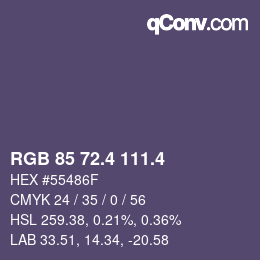 カラーコード: RGB 85 72.4 111.4 | qconv.com