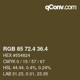 カラーコード: RGB 85 72.4 36.4 | qconv.com