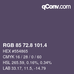 カラーコード: RGB 85 72.8 101.4 | qconv.com
