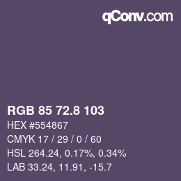 カラーコード: RGB 85 72.8 103 | qconv.com
