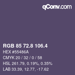 カラーコード: RGB 85 72.8 106.4 | qconv.com