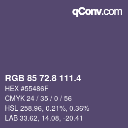 カラーコード: RGB 85 72.8 111.4 | qconv.com