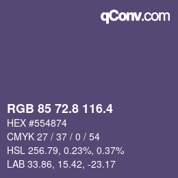 カラーコード: RGB 85 72.8 116.4 | qconv.com