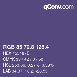 カラーコード: RGB 85 72.8 126.4 | qconv.com