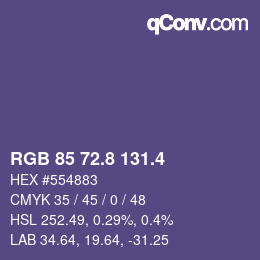 カラーコード: RGB 85 72.8 131.4 | qconv.com