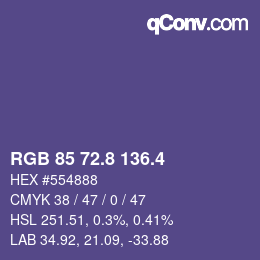 カラーコード: RGB 85 72.8 136.4 | qconv.com