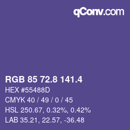 カラーコード: RGB 85 72.8 141.4 | qconv.com