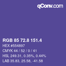 カラーコード: RGB 85 72.8 151.4 | qconv.com