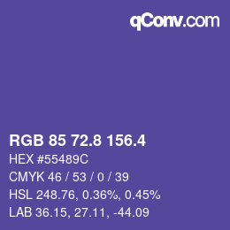 カラーコード: RGB 85 72.8 156.4 | qconv.com