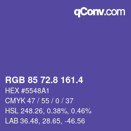 カラーコード: RGB 85 72.8 161.4 | qconv.com