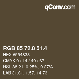 カラーコード: RGB 85 72.8 51.4 | qconv.com