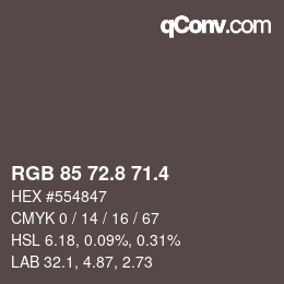 カラーコード: RGB 85 72.8 71.4 | qconv.com