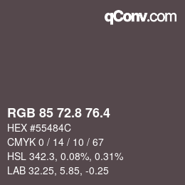 カラーコード: RGB 85 72.8 76.4 | qconv.com