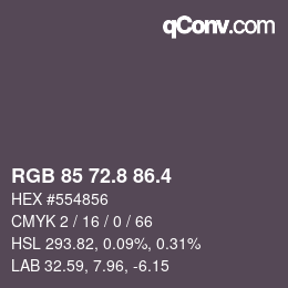 カラーコード: RGB 85 72.8 86.4 | qconv.com