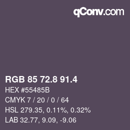 カラーコード: RGB 85 72.8 91.4 | qconv.com
