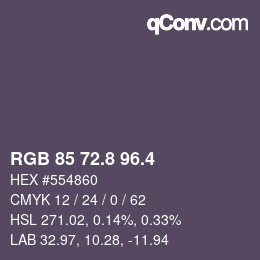 カラーコード: RGB 85 72.8 96.4 | qconv.com