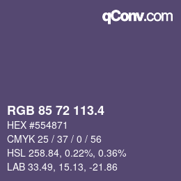 カラーコード: RGB 85 72 113.4 | qconv.com