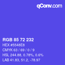 Color code: RGB 85 72 232 | qconv.com