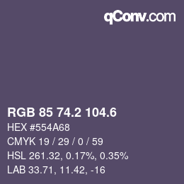 カラーコード: RGB 85 74.2 104.6 | qconv.com