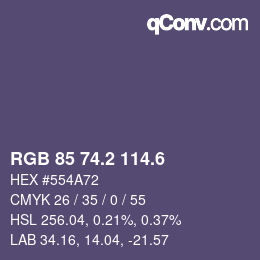 カラーコード: RGB 85 74.2 114.6 | qconv.com