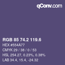 カラーコード: RGB 85 74.2 119.6 | qconv.com