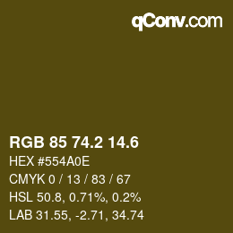 カラーコード: RGB 85 74.2 14.6 | qconv.com