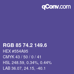 カラーコード: RGB 85 74.2 149.6 | qconv.com
