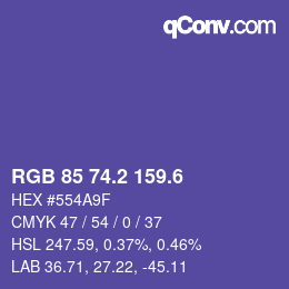 カラーコード: RGB 85 74.2 159.6 | qconv.com