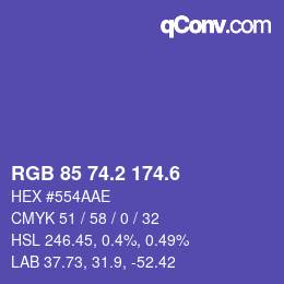 カラーコード: RGB 85 74.2 174.6 | qconv.com