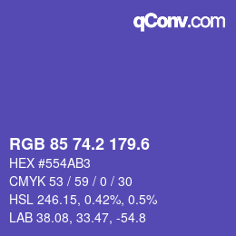 カラーコード: RGB 85 74.2 179.6 | qconv.com