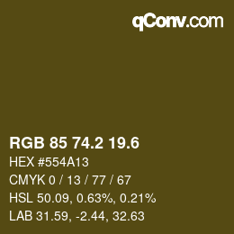 カラーコード: RGB 85 74.2 19.6 | qconv.com