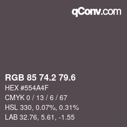 カラーコード: RGB 85 74.2 79.6 | qconv.com